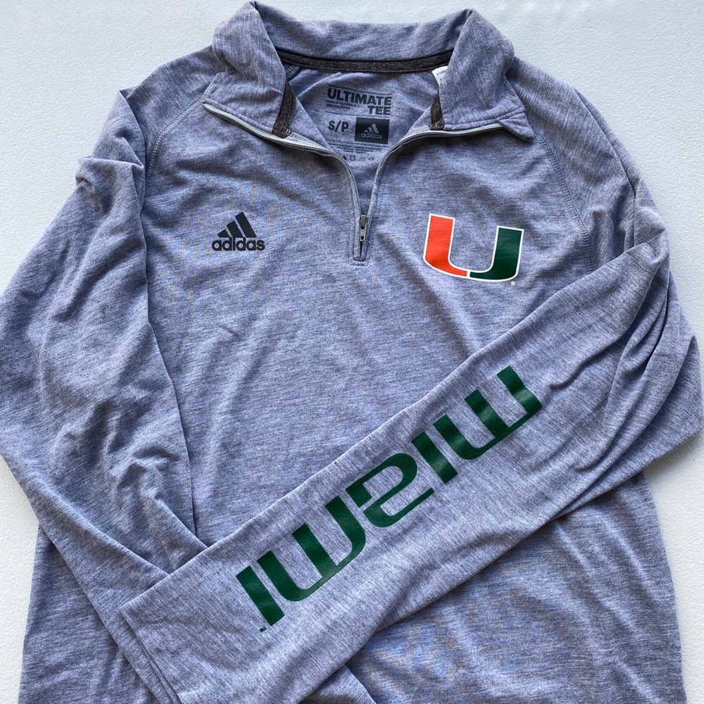 University of Miami Adidas Gray Quarterzip